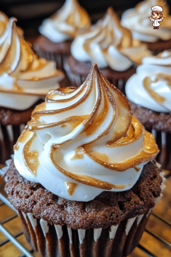 S'mores Brownie Cupcakes – Fudgy, Gooey & Topped with Toasted Meringue