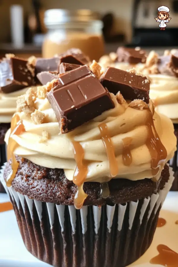 Snickers Cupcakes – Chocolate, Caramel & Peanut Butter Heaven