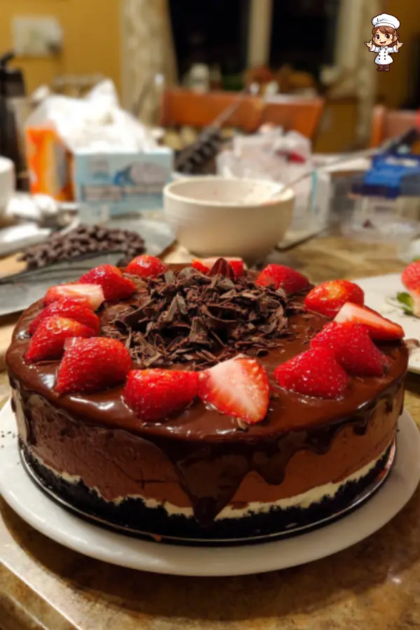 Strawberry Chocolate Mousse Cake – Elegant No-Bake Dessert with Fresh Berries