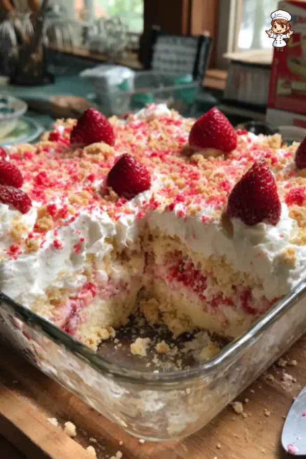 Strawberry Crunch Poke Cake Recipe – Moist, Creamy & Crunchy Dessert