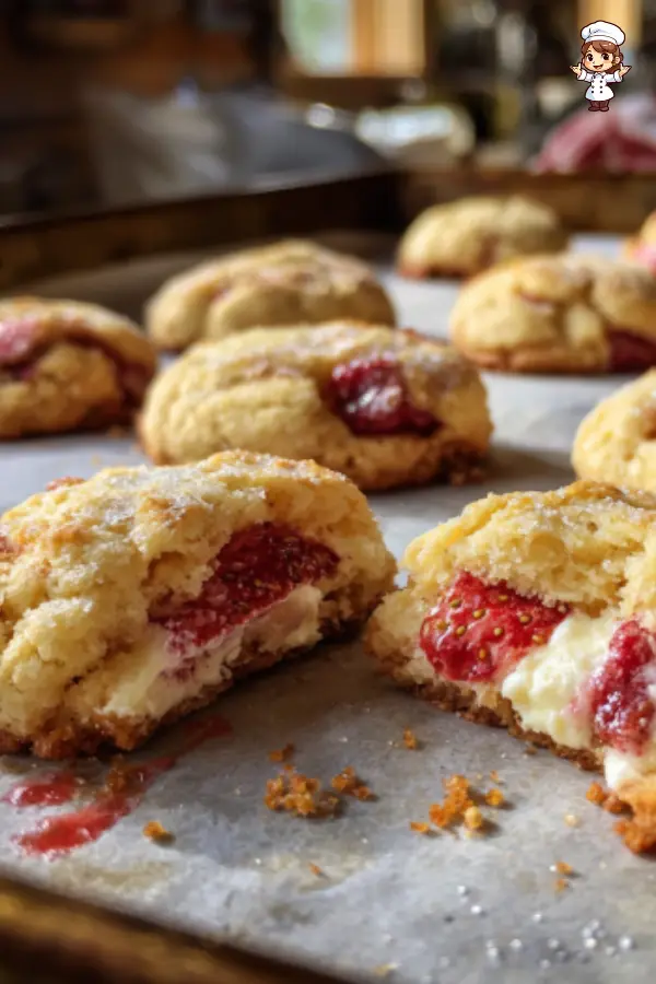Strawberry Shortcake Cookies with Cream Cheese Filling – A Fruity Summer Treat