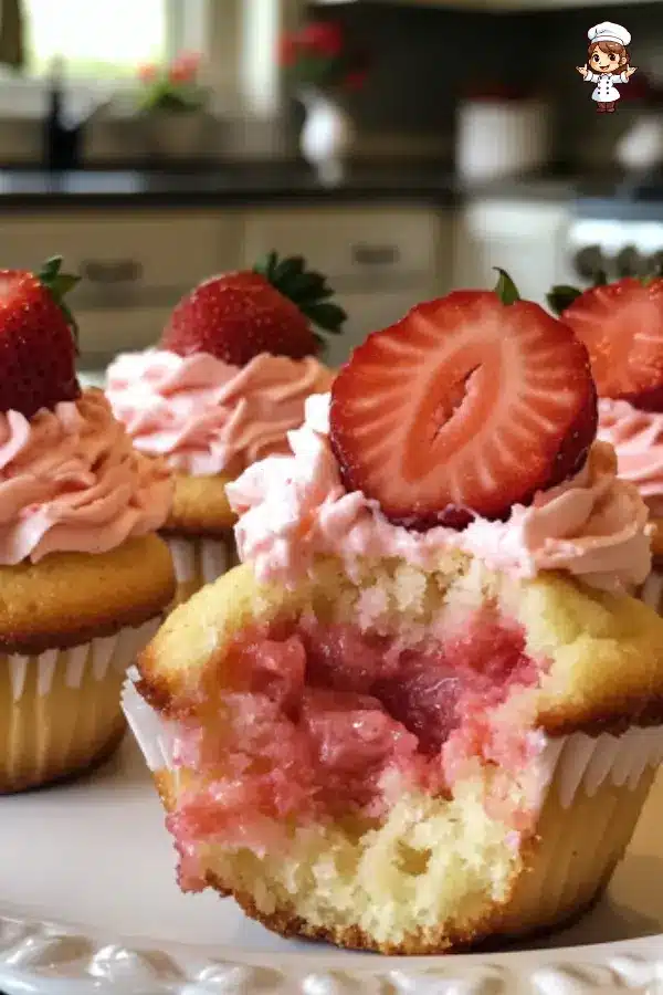 Strawberry Shortcake Cupcakes – Light, Fluffy & Filled with Fresh Strawberries