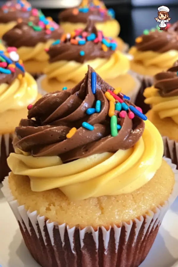 Yellow Birthday Cupcakes – Soft, Buttery Cupcakes with Chocolate Frosting