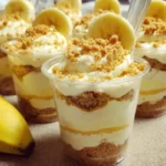 Delicious banana pudding cups with layers of banana and creamy pudding
