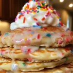 Fluffy Birthday Cake Pancakes Recipe with Rainbow Sprinkles