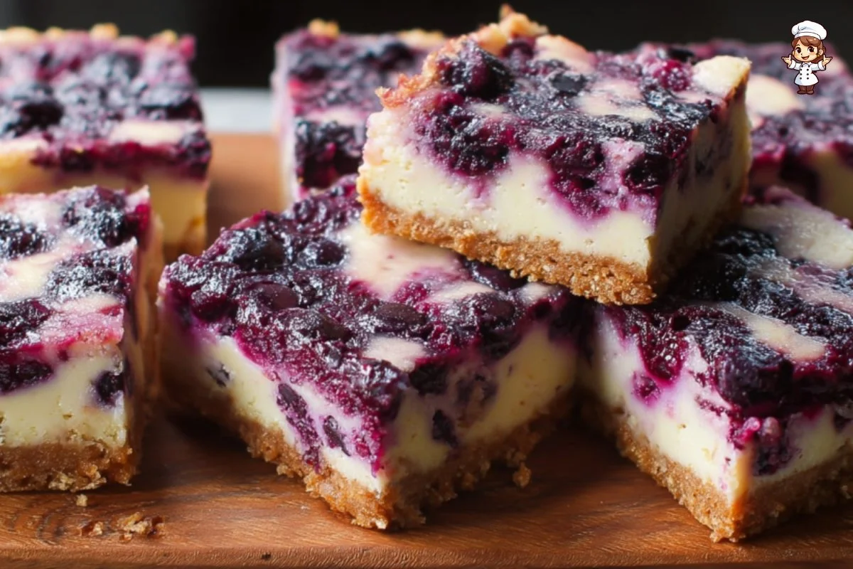 Delicious blueberry cream cheese bars topped with fresh blueberries