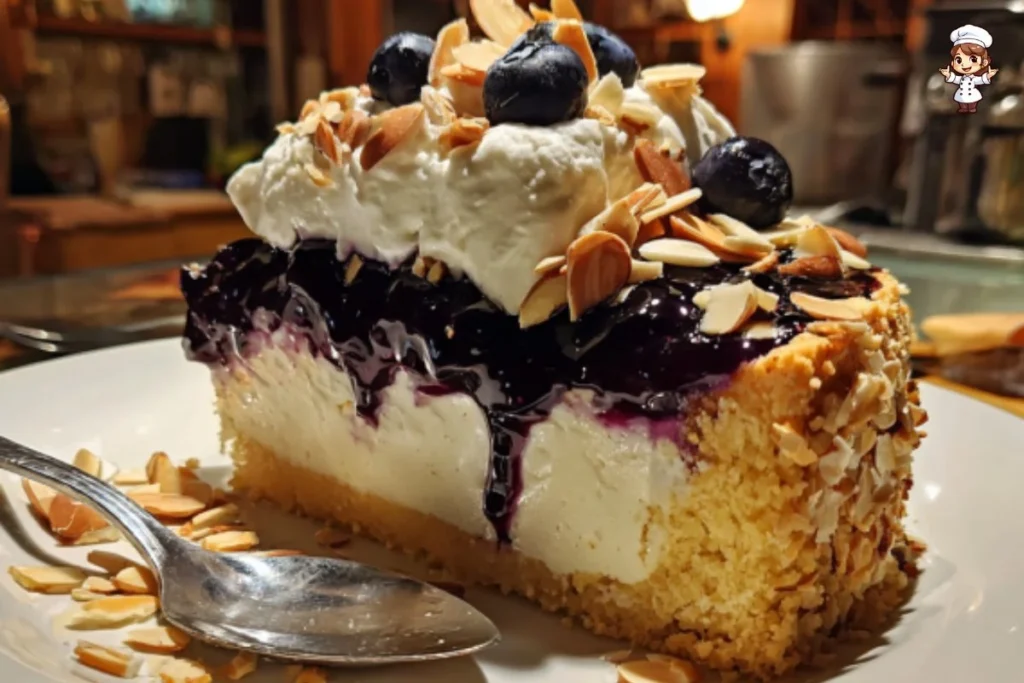 Delicious blueberry cream cheese dessert served on a plate