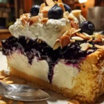 Delicious blueberry cream cheese dessert served on a plate