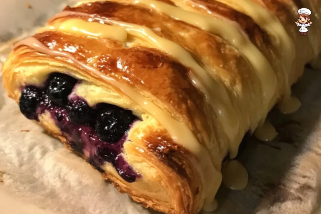 Blueberry Cream Cheese Pastry Braid with fresh blueberries and cream cheese filling
