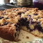 Delicious homemade blueberry crumb cake with a buttery crumb topping