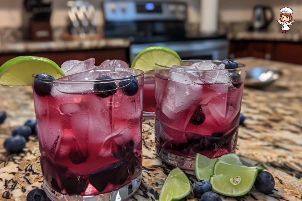 Refreshing Blueberry Gin & Tonic cocktail with fresh blueberries and mint garnish.