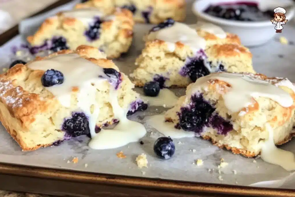 Freshly baked blueberry scone on a plate