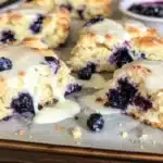 Freshly baked blueberry scone on a plate