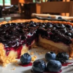 Freshly baked blueberry tart with a golden crust and juicy blueberries