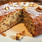 Delicious Brown Sugar Walnut Cake topped with walnuts and brown sugar glaze