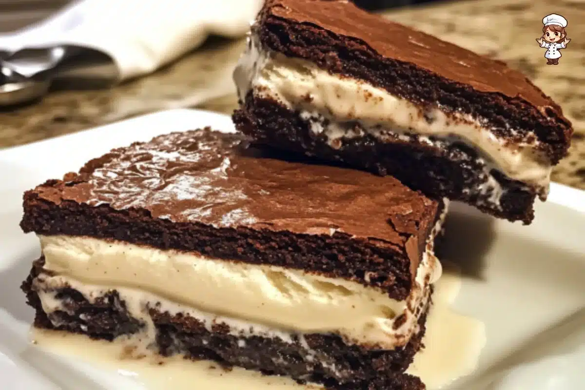 Delicious brownie ice cream sandwiches with rich chocolate and creamy filling