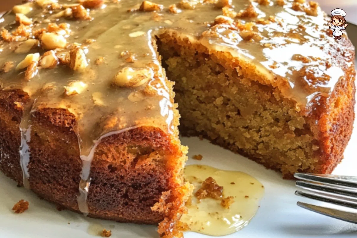 Delicious gluten-free Carrot and Cardamom Cake on a rustic wooden table