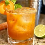 A vibrant Carrot Margarita served in a glass with garnish.