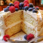 Delicious Chantilly Cake with fresh fruit and whipped cream toppings.