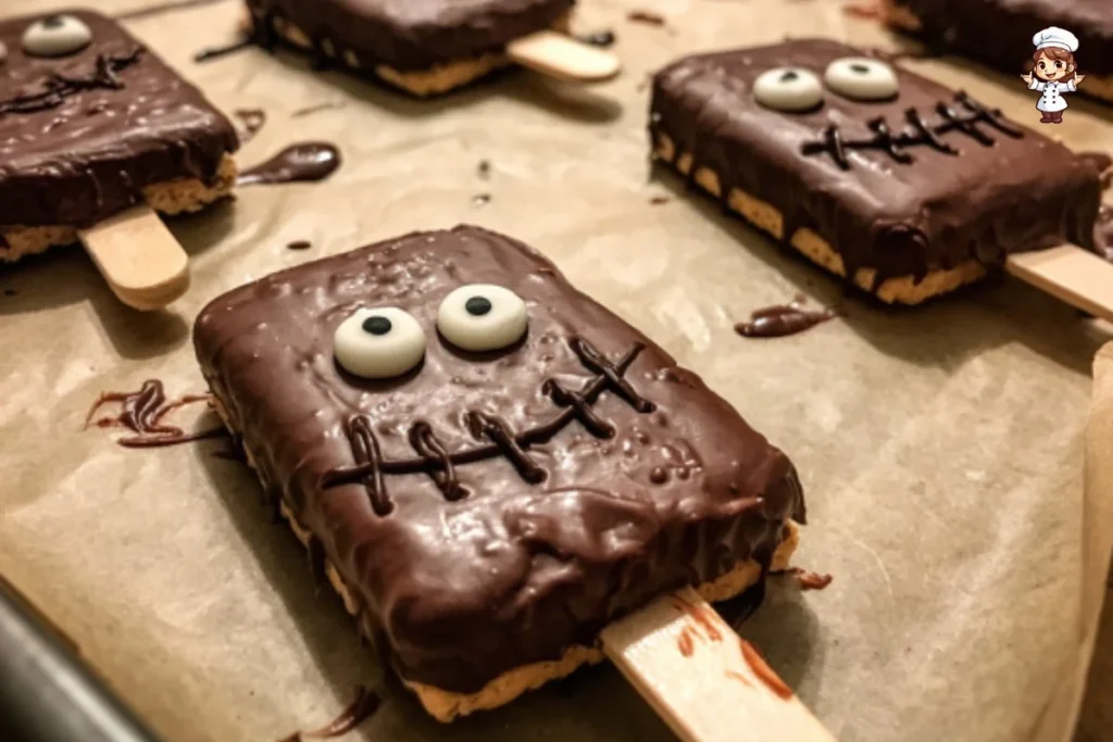 Delicious chocolate covered graham crackers on a wooden platter