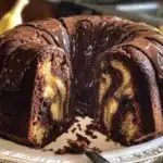 Chocolate Marble Banana Bundt Cake with a rich chocolate swirl
