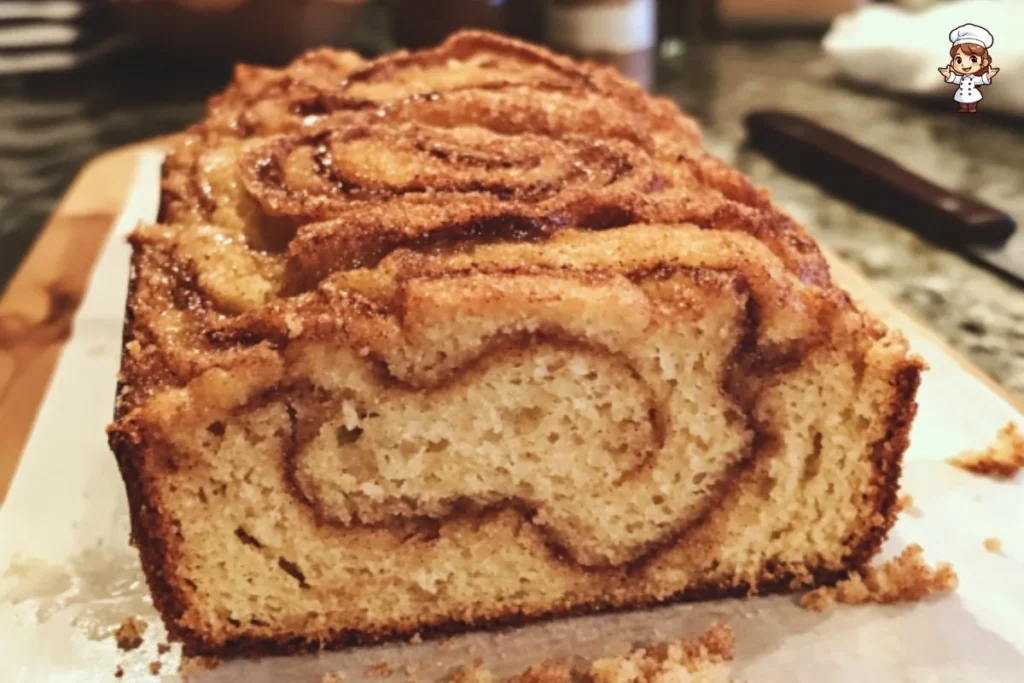 Freshly baked Cinnamon Crunch Bread with a golden crust and rich cinnamon flavor.