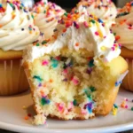Colorful confetti sprinkle cupcakes with frosting, perfect for celebrations.