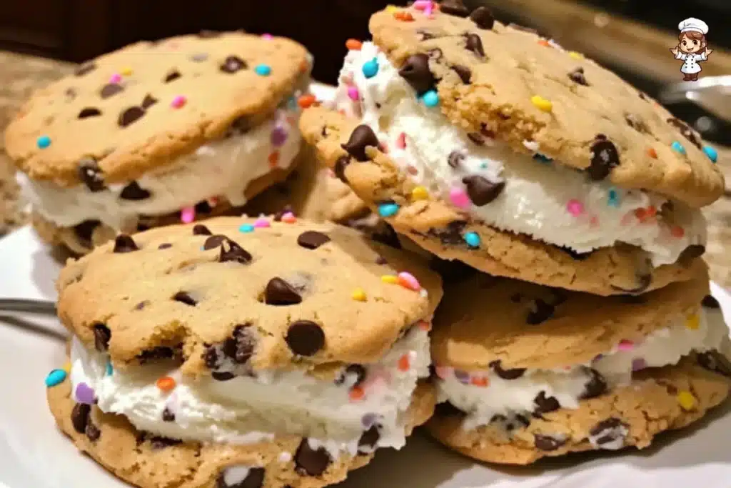 Delicious cookie ice cream sandwiches with rich flavors and creamy filling