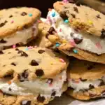 Delicious cookie ice cream sandwiches with rich flavors and creamy filling