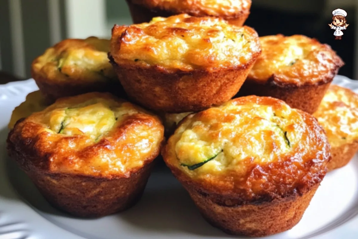 Delicious cream cheese zucchini muffins on a cooling rack