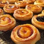 Homemade Danish pastries made with shortcut dough, fresh and flaky.