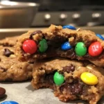 Flourless Monster Cookies made with oats, peanut butter, and chocolate chips
