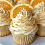 Fresh-Squeezed Mimosa Cupcakes with vibrant orange and yellow frosting.