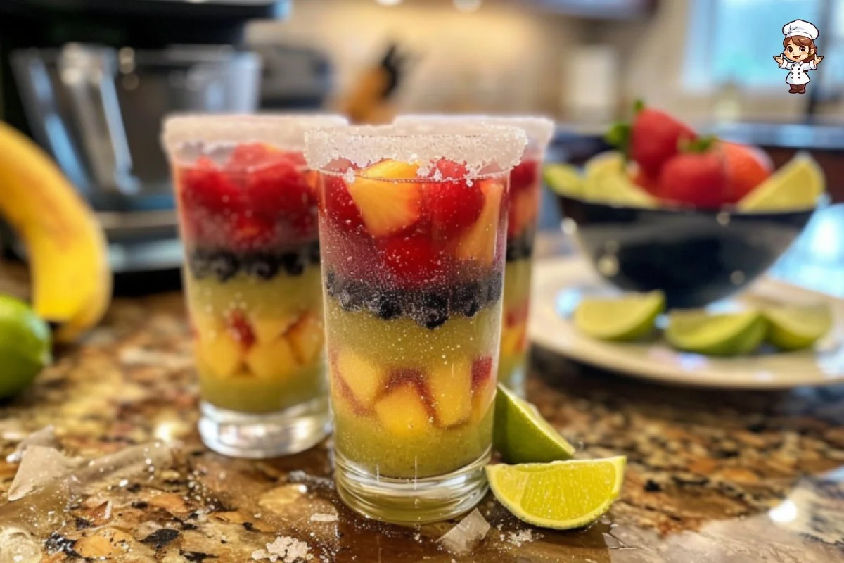 Colorful Fruit Margarita Shots served in a festive setting