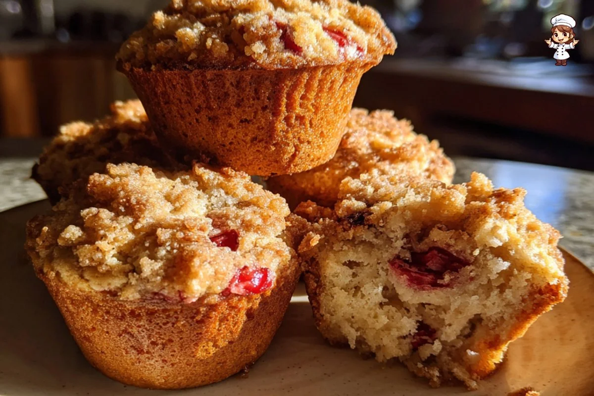 Gluten-free cherry cobbler muffins fresh out of the oven