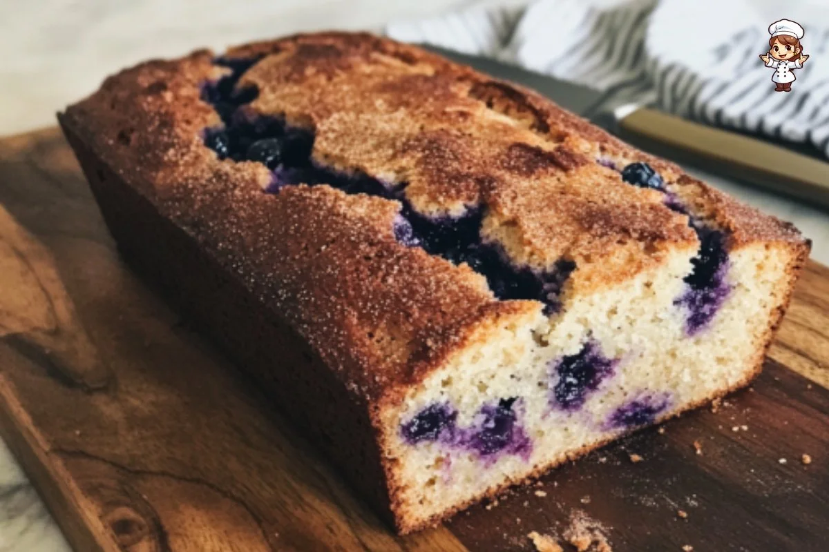 Slice of Greek Yogurt Apple Blueberry Bread topped with fresh fruits.