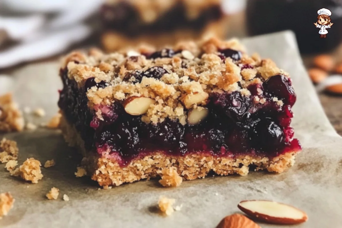 Healthy berry streusel bars with berries and crumbly topping