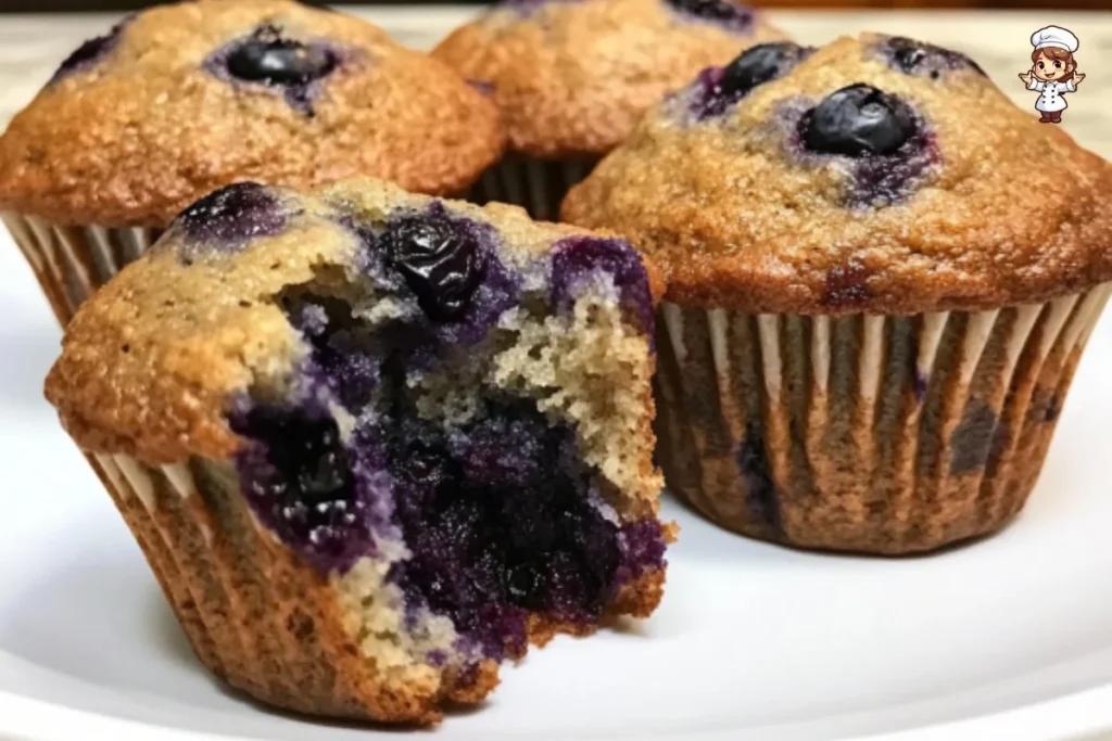 Healthy blueberry banana muffins baked and ready to enjoy