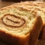 Freshly baked homemade cinnamon swirl bread with sweet cinnamon filling