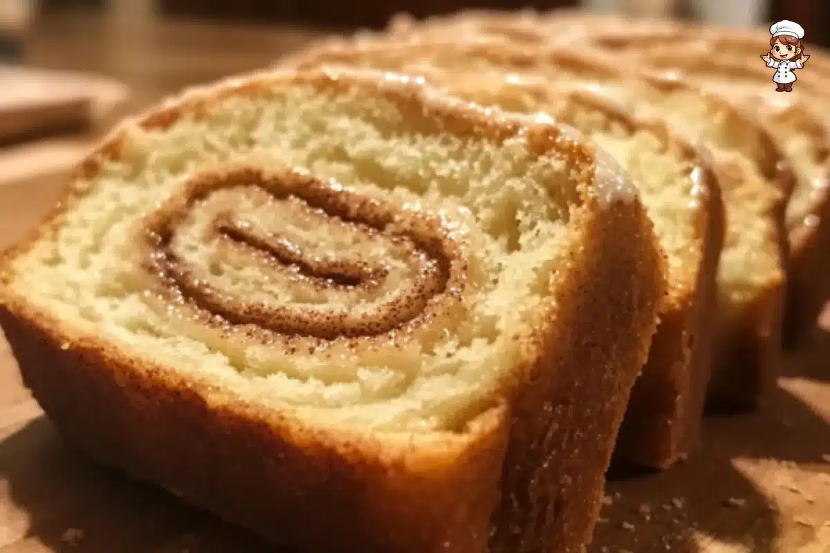 Freshly baked homemade cinnamon swirl bread with sweet cinnamon filling