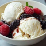 Bowl of homemade ice cream made with fresh ingredients