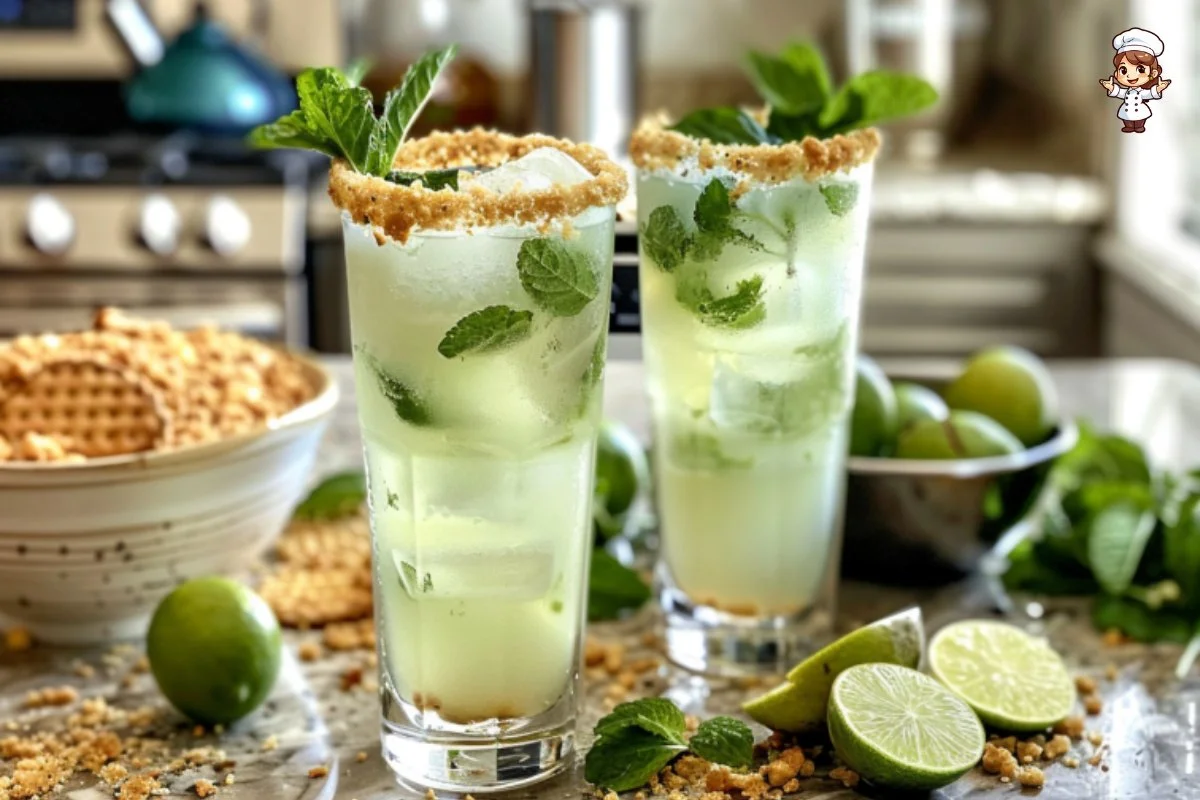 Delicious Key Lime Mojito cocktail garnished with lime and mint
