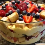 Delicious Lemon Berry Trifle with layers of berries and lemon cream