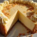 Slice of Lemon Ricotta Cheesecake topped with lemon zest on a white plate.