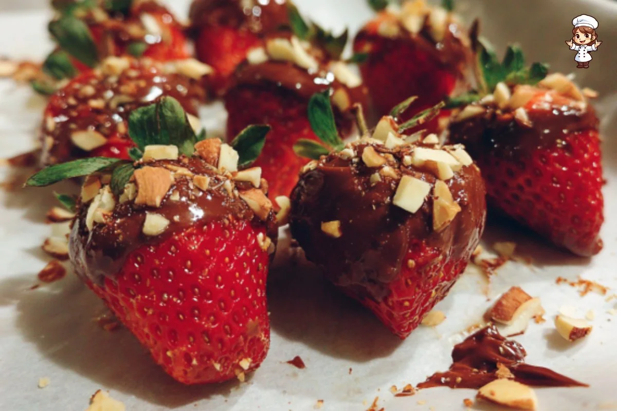 Delicious Nutella stuffed strawberries ready to be enjoyed