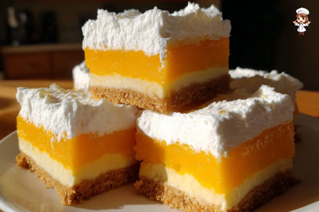 Delicious orange creamsicle dessert bars with creamy orange filling