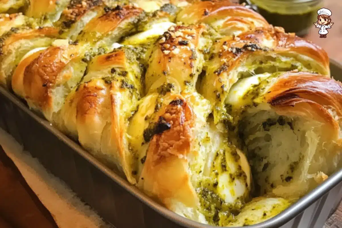 Delicious pesto pull-apart bread, perfect for appetizers and gatherings.