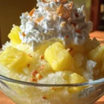 Delicious homemade Pineapple Granita served in a chilled glass.
