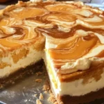 Delicious Pumpkin Swirl Cheesecake topped with cream and spices