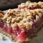 Delicious Rhubarb Crumble Bars with crumbly topping and vibrant filling
